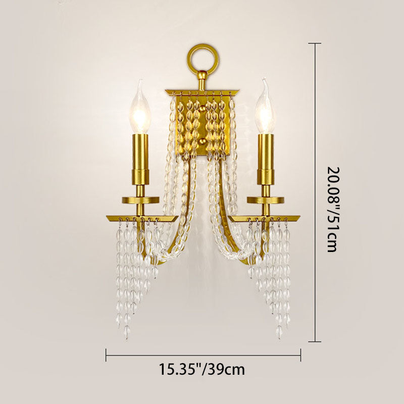 Contemporary Luxury Iron Crystal Candle 1/2 Light Wall Sconce Lamp For Living Room