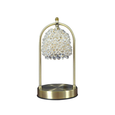 Modern Art Deco Iron Crystal Round 1-Light Melting Wax Table Lamp For Bedroom