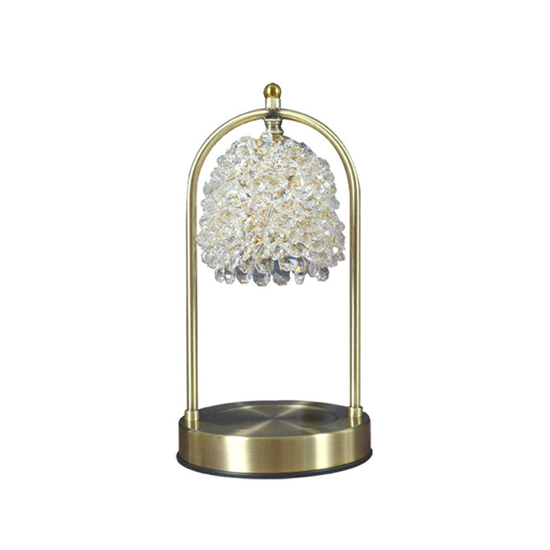 Modern Art Deco Iron Crystal Round 1-Light Melting Wax Table Lamp For Bedroom