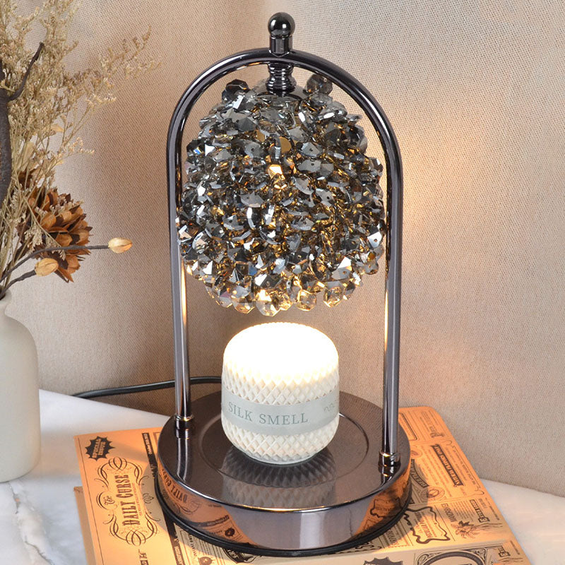 Modern Art Deco Iron Crystal Round 1-Light Melting Wax Table Lamp For Bedroom