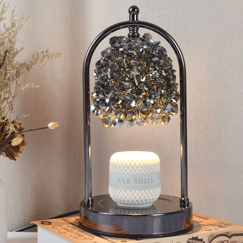Lampe de table en fer et cristal Art Déco moderne à 1 lumière avec cire fondue pour chambre 