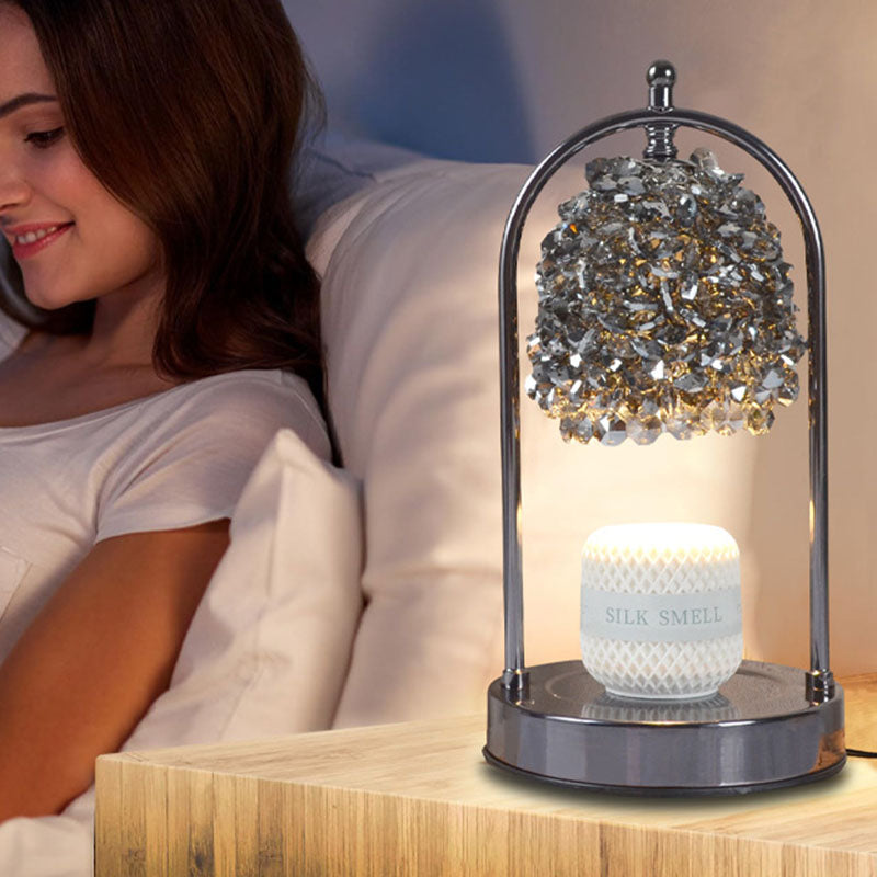 Modern Art Deco Iron Crystal Round 1-Light Melting Wax Table Lamp For Bedroom
