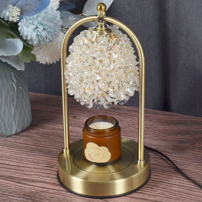 Modern Art Deco Iron Crystal Round 1-Light Melting Wax Table Lamp For Bedroom