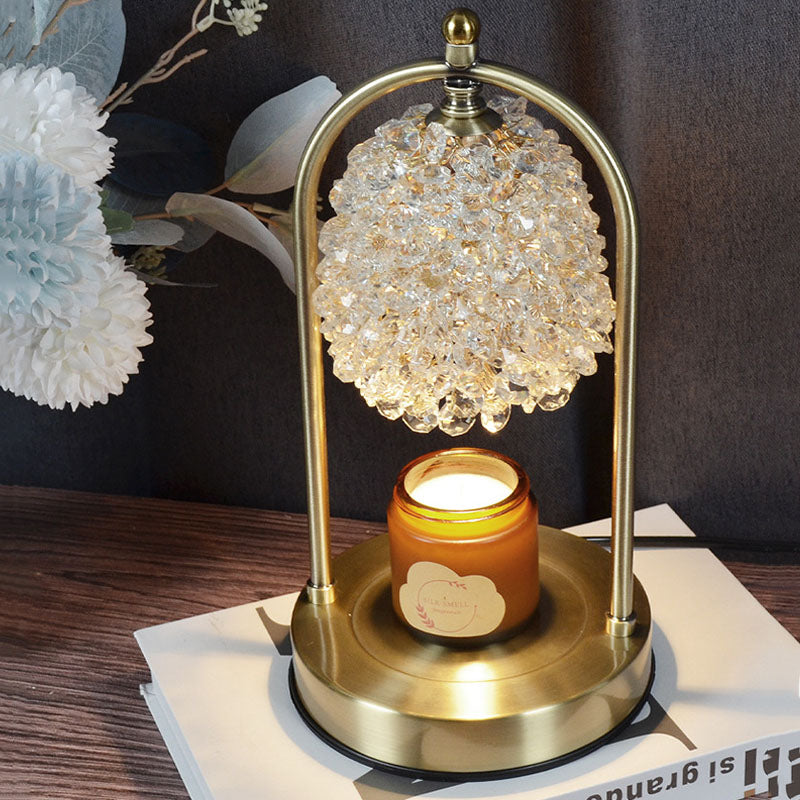 Modern Art Deco Iron Crystal Round 1-Light Melting Wax Table Lamp For Bedroom