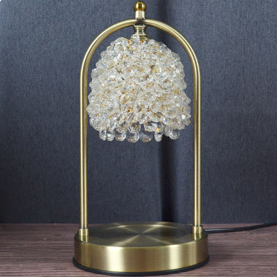 Modern Art Deco Iron Crystal Round 1-Light Melting Wax Table Lamp For Bedroom