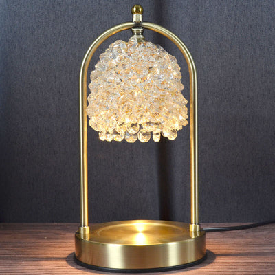 Modern Art Deco Iron Crystal Round 1-Light Melting Wax Table Lamp For Bedroom