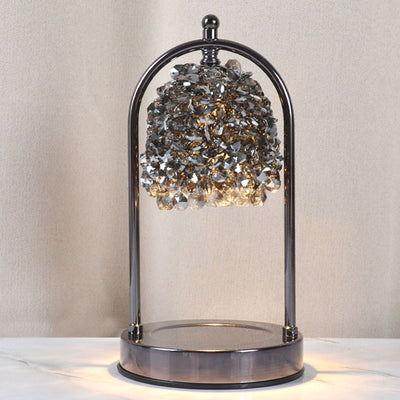Modern Art Deco Iron Crystal Round 1-Light Melting Wax Table Lamp For Bedroom