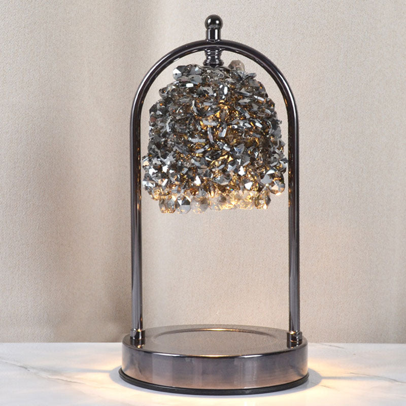 Modern Art Deco Iron Crystal Round 1-Light Melting Wax Table Lamp For Bedroom