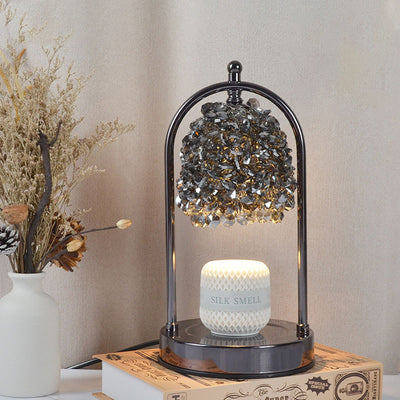 Modern Art Deco Iron Crystal Round 1-Light Melting Wax Table Lamp For Bedroom