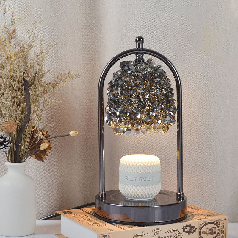 Modern Art Deco Iron Crystal Round 1-Light Melting Wax Table Lamp For Bedroom
