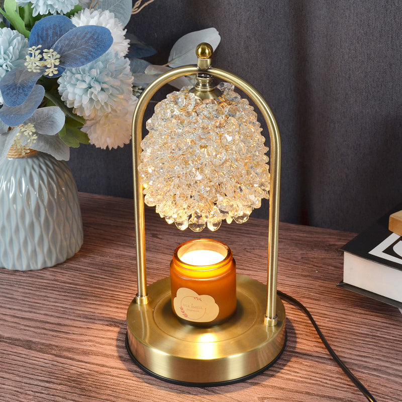 Modern Art Deco Iron Crystal Round 1-Light Melting Wax Table Lamp For Bedroom