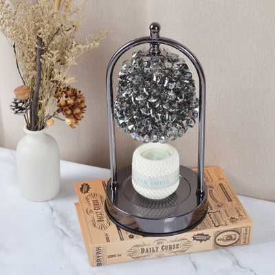 Modern Art Deco Iron Crystal Round 1-Light Melting Wax Table Lamp For Bedroom