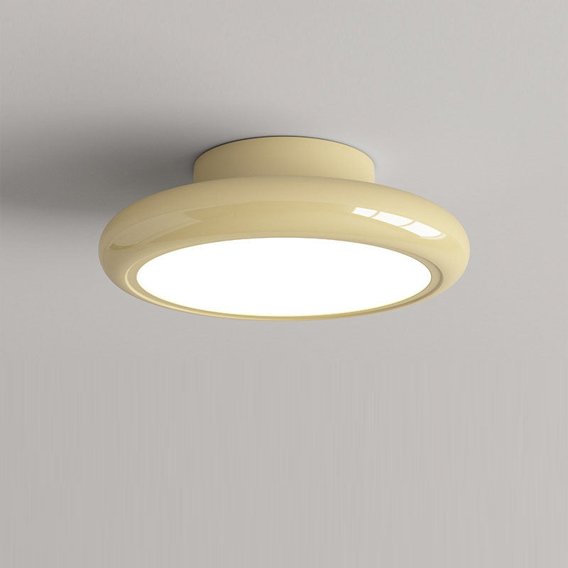 Modern Minimalist Iron Acrylic Round LED Semi-Flush Mount Ceiling Light For Bedroom