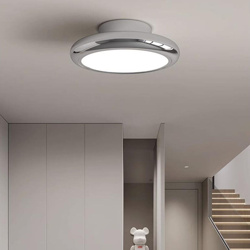 Modern Minimalist Iron Acrylic Round LED Semi-Flush Mount Ceiling Light For Bedroom