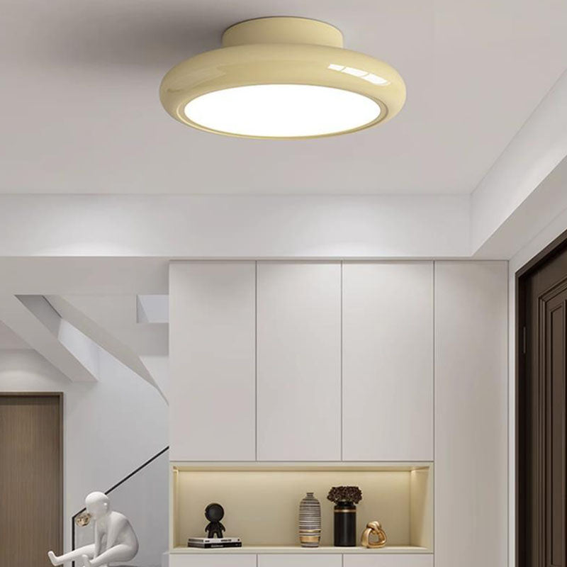 Modern Minimalist Iron Acrylic Round LED Semi-Flush Mount Ceiling Light For Bedroom