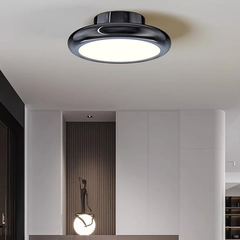 Modern Minimalist Iron Acrylic Round LED Semi-Flush Mount Ceiling Light For Bedroom