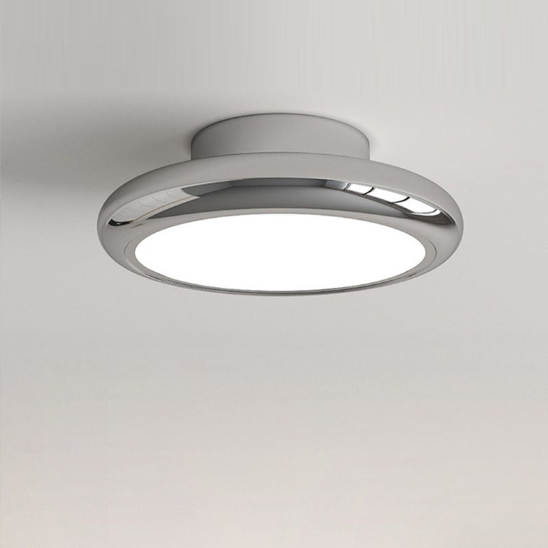 Modern Minimalist Iron Acrylic Round LED Semi-Flush Mount Ceiling Light For Bedroom