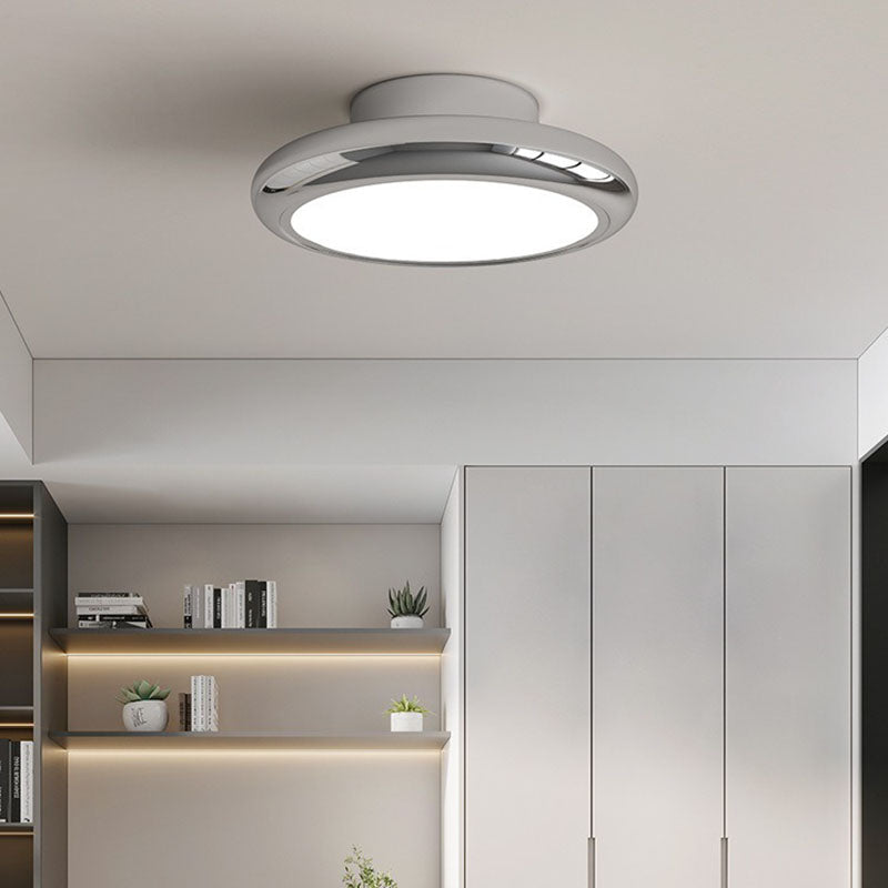 Modern Minimalist Iron Acrylic Round LED Semi-Flush Mount Ceiling Light For Bedroom