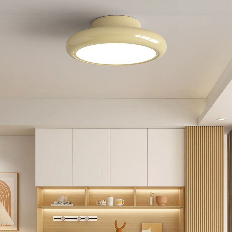 Modern Minimalist Iron Acrylic Round LED Semi-Flush Mount Ceiling Light For Bedroom