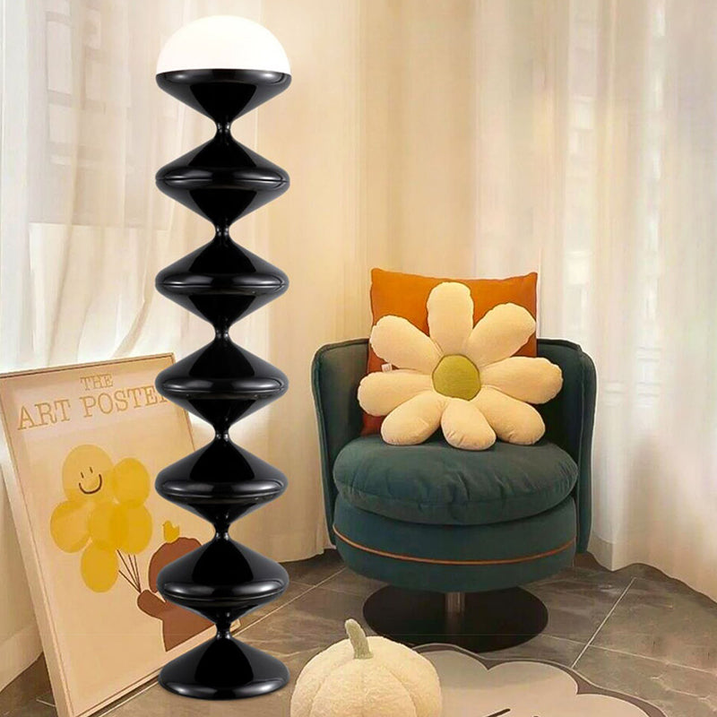 Zeitgenössische skandinavische Eisen-Acryl-Creme-Runde 1-Licht Stehlampe für das Schlafzimmer 