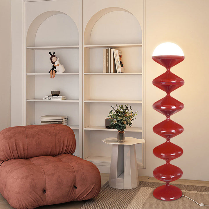 Zeitgenössische skandinavische Eisen-Acryl-Creme-Runde 1-Licht Stehlampe für das Schlafzimmer 