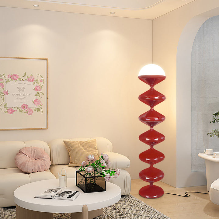 Zeitgenössische skandinavische Eisen-Acryl-Creme-Runde 1-Licht Stehlampe für das Schlafzimmer 