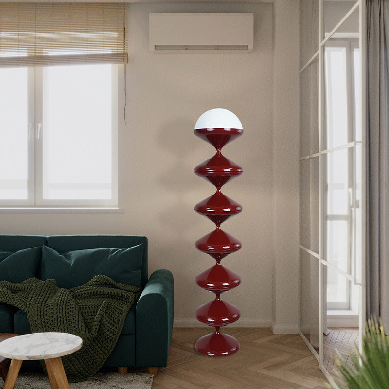 Contemporary Scandinavian Iron Acrylic Cream Round 1-Light Standing Floor Lamp For Bedroom