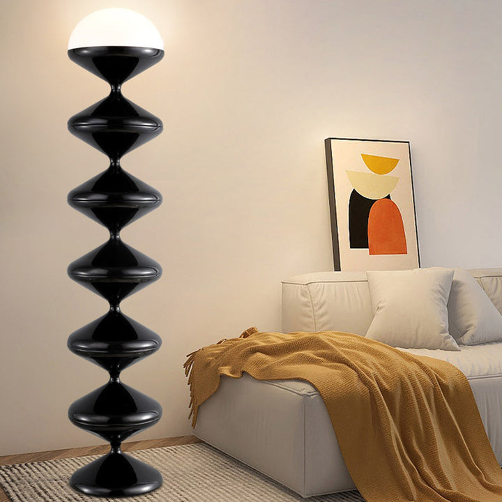 Zeitgenössische skandinavische Eisen-Acryl-Creme-Runde 1-Licht Stehlampe für das Schlafzimmer 