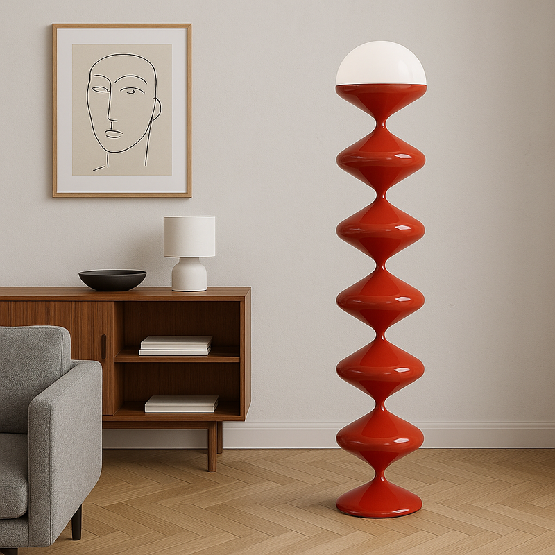 Contemporary Scandinavian Iron Acrylic Cream Round 1-Light Standing Floor Lamp For Bedroom