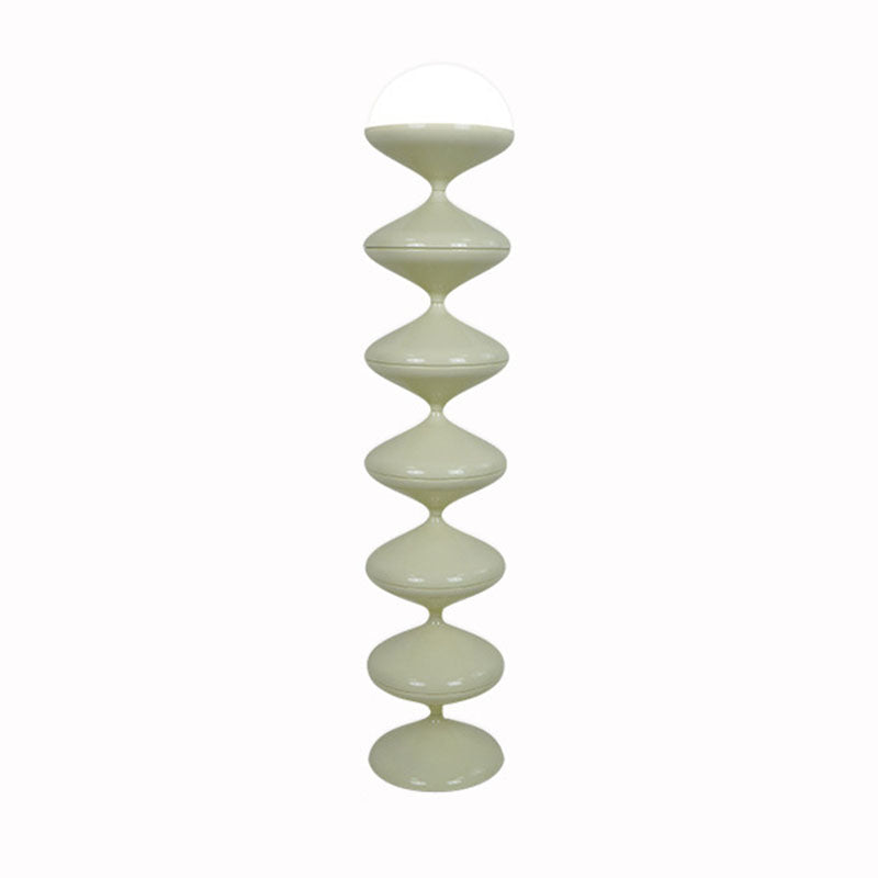 Contemporary Scandinavian Iron Acrylic Cream Round 1-Light Standing Floor Lamp For Bedroom