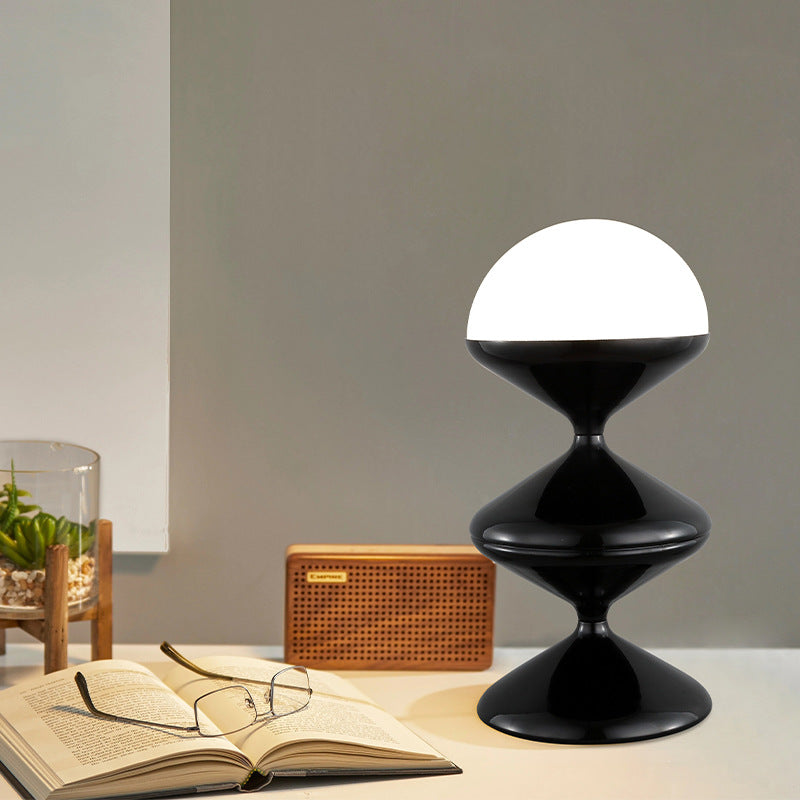 Contemporary Scandinavian Iron Acrylic Cream Round 1-Light Table Lamp For Bedroom