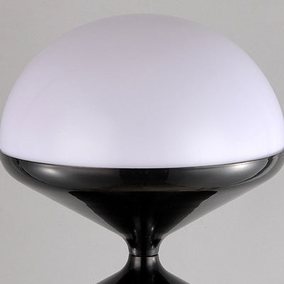 Contemporary Scandinavian Iron Acrylic Cream Round 1-Light Table Lamp For Bedroom