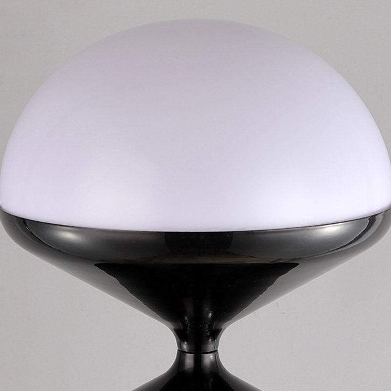 Contemporary Scandinavian Iron Acrylic Cream Round 1-Light Table Lamp For Bedroom