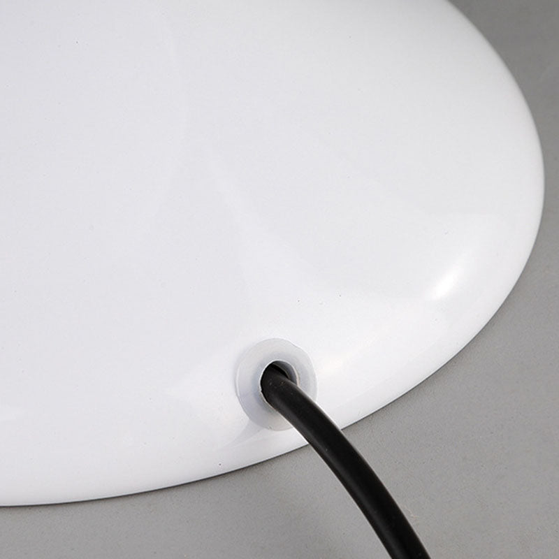 Contemporary Scandinavian Iron Acrylic Cream Round 1-Light Table Lamp For Bedroom