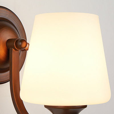 Contemporary Retro Iron Glass Lantern Flower 1-Light Wall Sconce Lamp For Living Room