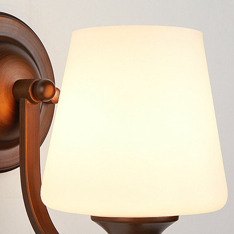 Contemporary Retro Iron Glass Lantern Flower 1-Light Wall Sconce Lamp For Living Room