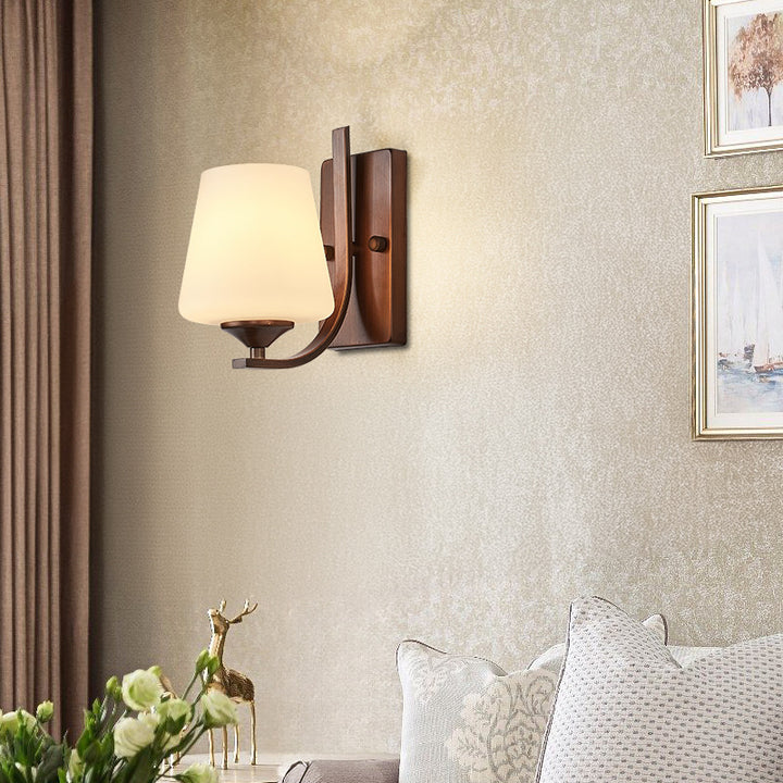 Lámpara de aplique de pared de 1 luz con flor de linterna de vidrio de hierro retro contemporáneo para sala de estar 
