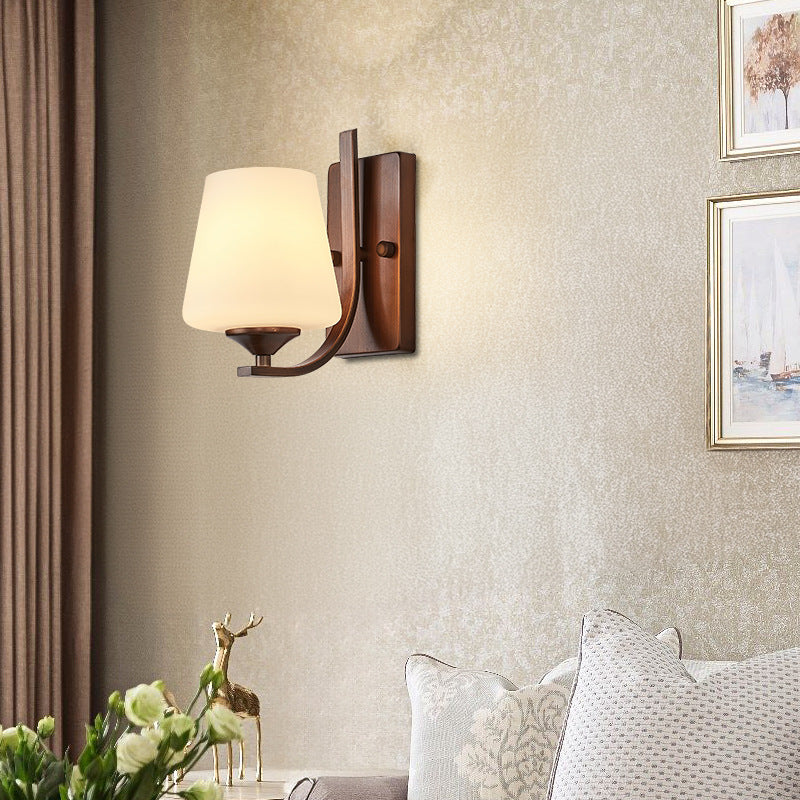 Contemporary Retro Iron Glass Lantern Flower 1-Light Wall Sconce Lamp For Living Room