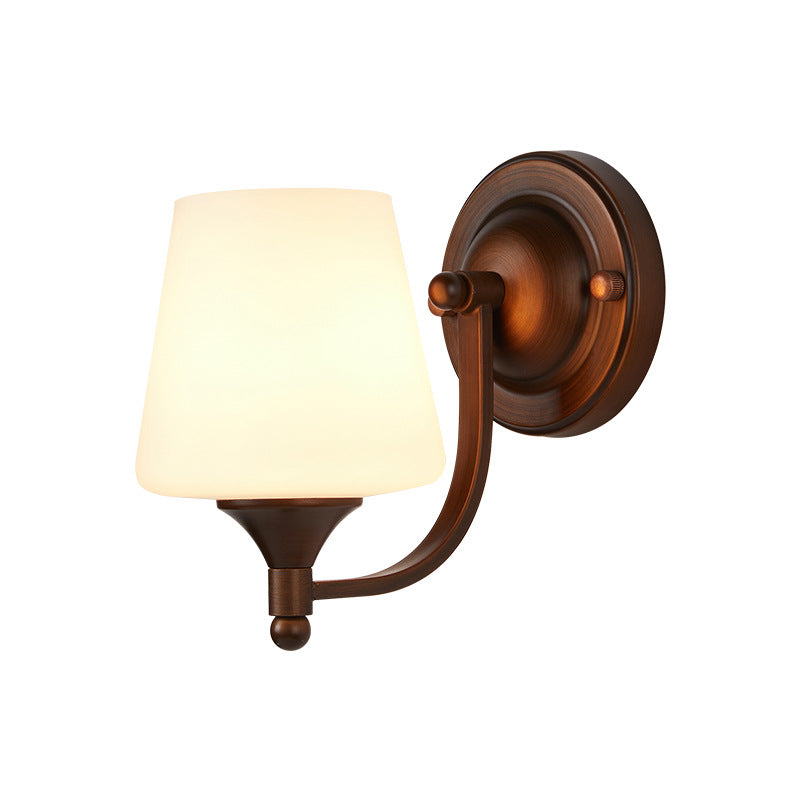 Lámpara de aplique de pared de 1 luz con flor de linterna de vidrio de hierro retro contemporáneo para sala de estar 