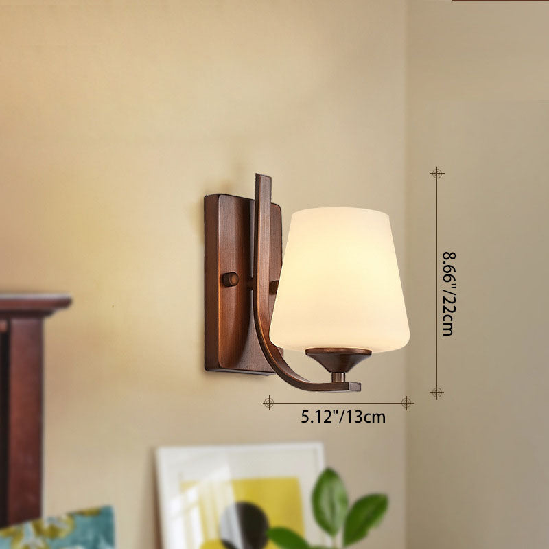 Lámpara de aplique de pared de 1 luz con flor de linterna de vidrio de hierro retro contemporáneo para sala de estar 
