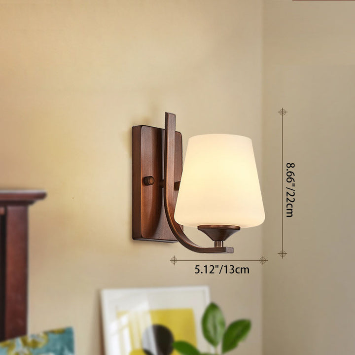 Lámpara de aplique de pared de 1 luz con flor de linterna de vidrio de hierro retro contemporáneo para sala de estar 