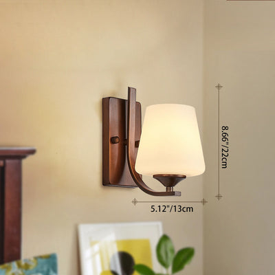 Contemporary Retro Iron Glass Lantern Flower 1-Light Wall Sconce Lamp For Living Room