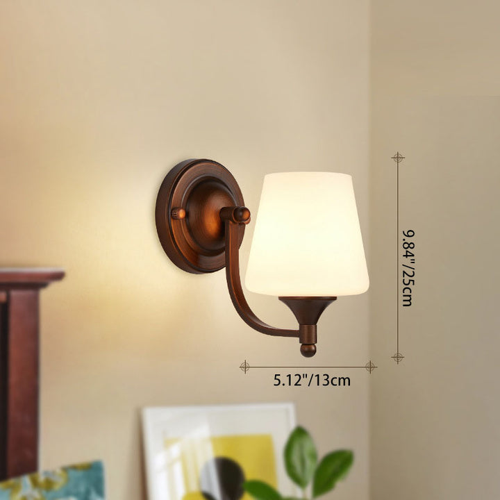 Lámpara de aplique de pared de 1 luz con flor de linterna de vidrio de hierro retro contemporáneo para sala de estar 