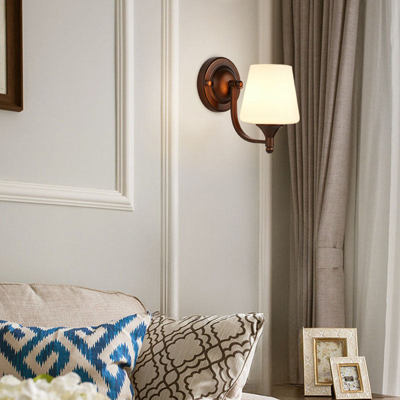 Contemporary Retro Iron Glass Lantern Flower 1-Light Wall Sconce Lamp For Living Room