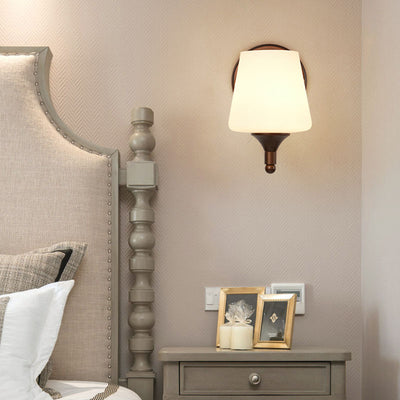 Contemporary Retro Iron Glass Lantern Flower 1-Light Wall Sconce Lamp For Living Room