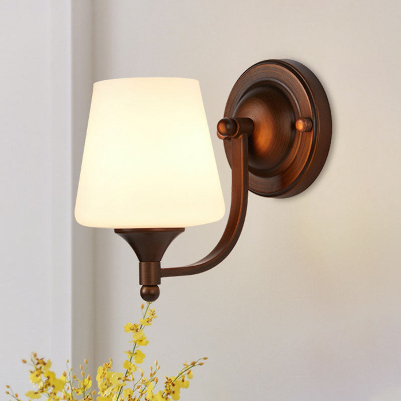 Contemporary Retro Iron Glass Lantern Flower 1-Light Wall Sconce Lamp For Living Room