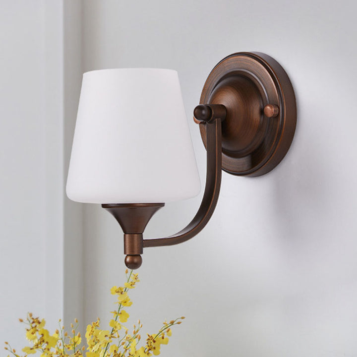 Lámpara de aplique de pared de 1 luz con flor de linterna de vidrio de hierro retro contemporáneo para sala de estar 