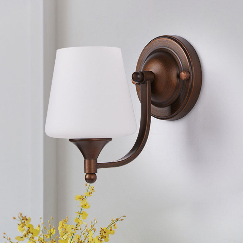 Contemporary Retro Iron Glass Lantern Flower 1-Light Wall Sconce Lamp For Living Room