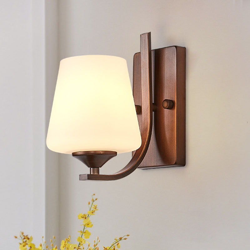 Contemporary Retro Iron Glass Lantern Flower 1-Light Wall Sconce Lamp For Living Room