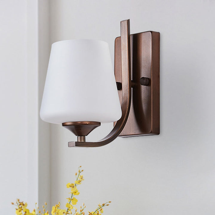 Lámpara de aplique de pared de 1 luz con flor de linterna de vidrio de hierro retro contemporáneo para sala de estar 